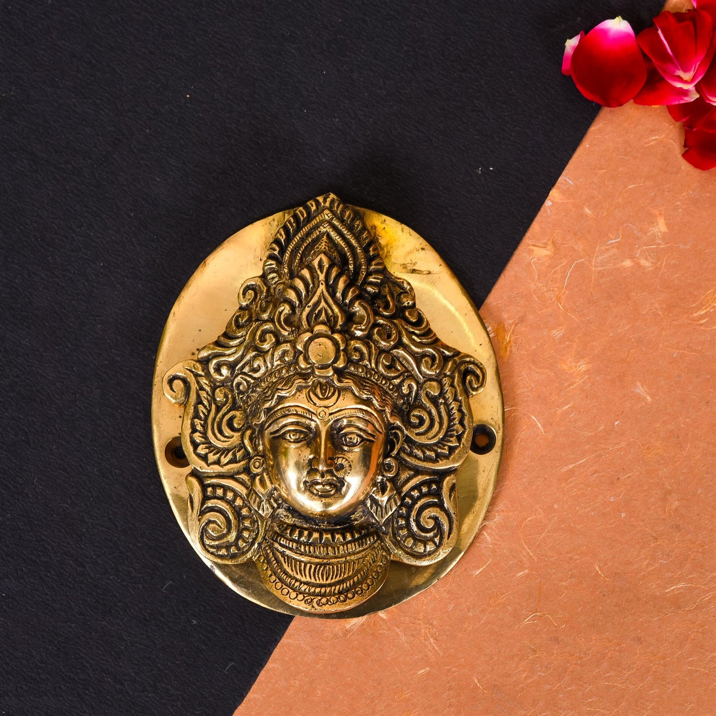 Brass Durga Face Door Knocker (5 Inch)