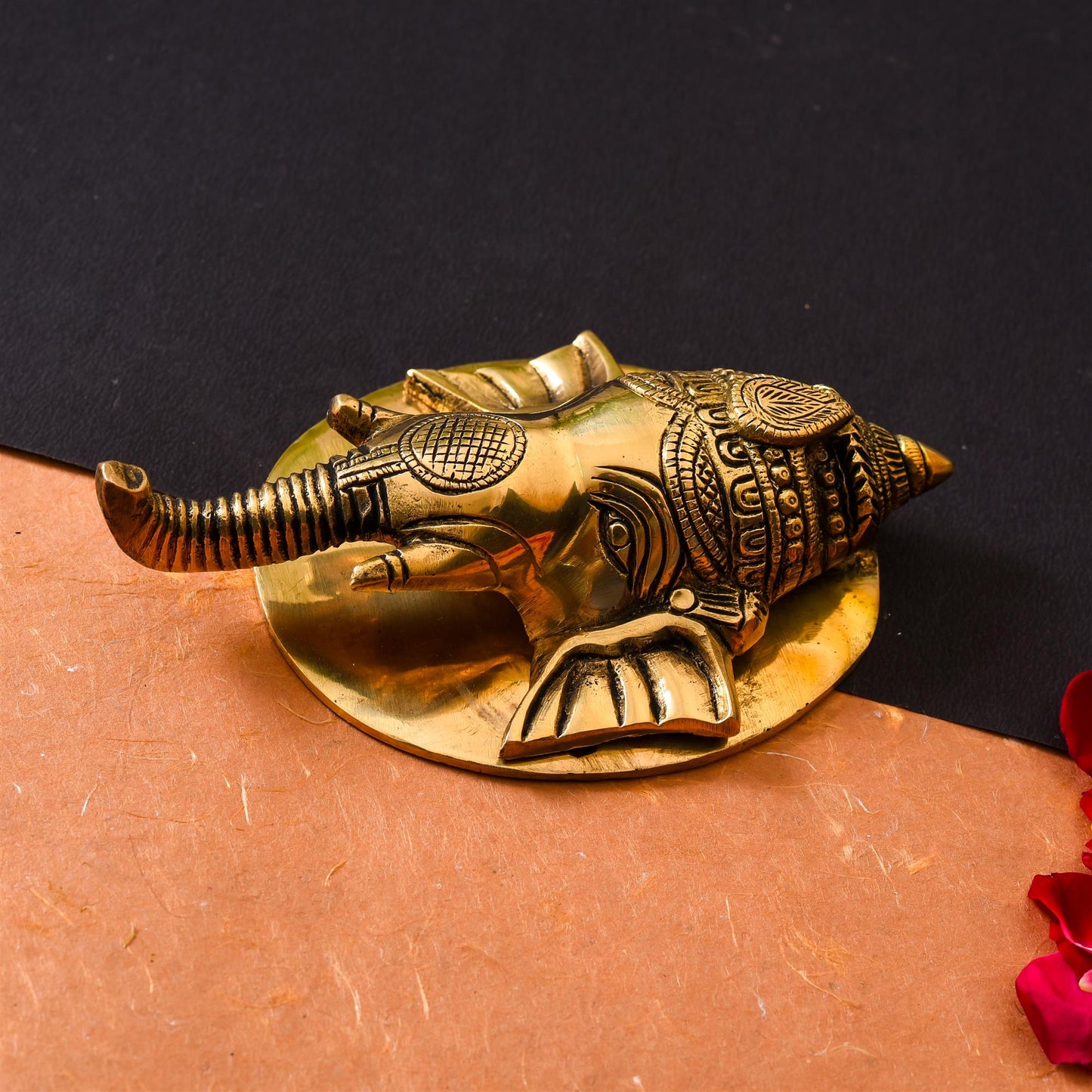 Brass Ganesha Face Door Knocker (7 Inch)