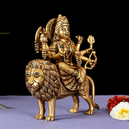 Brass Goddess Durga Superfine Idol (8.5 Inch)