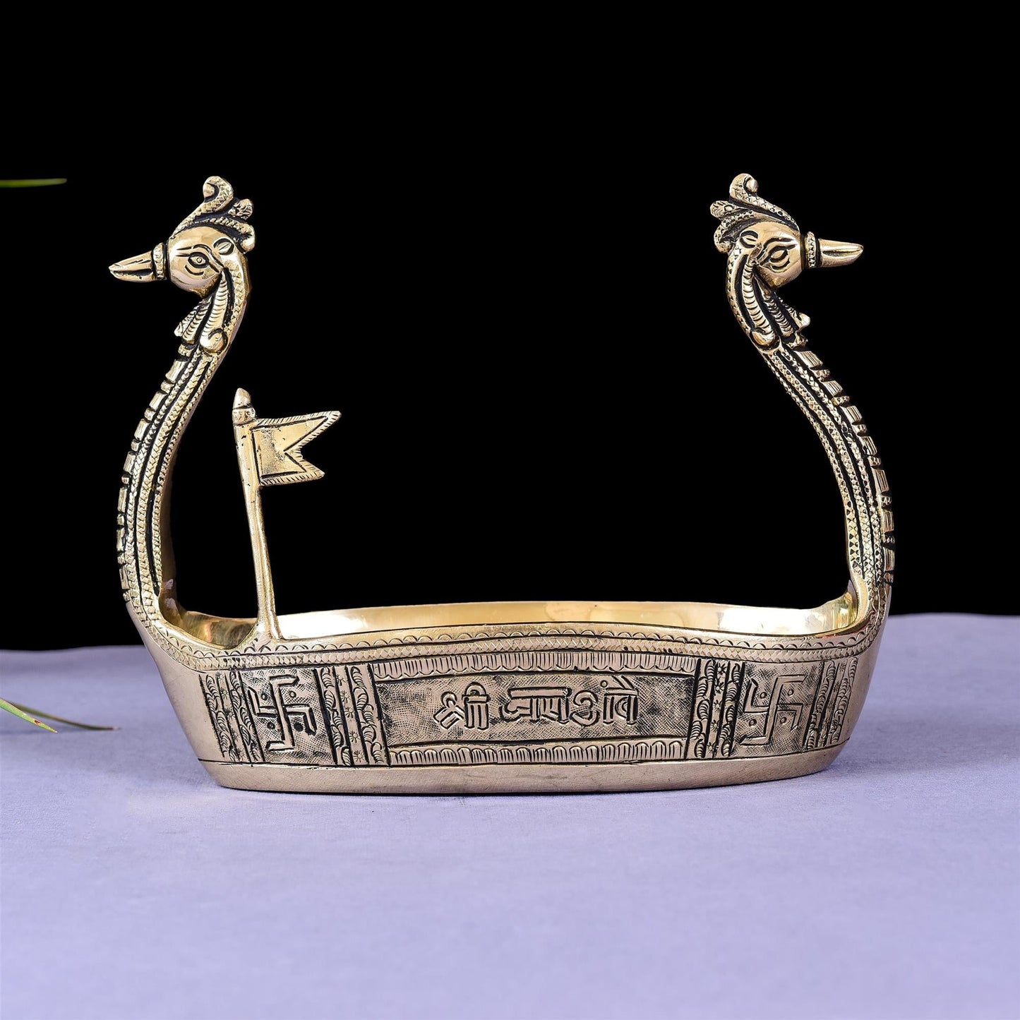 Brass Swan Boat Showpiece (6.5 Inch)