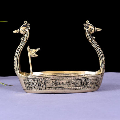 Brass Swan Boat Showpiece (6.5 Inch)