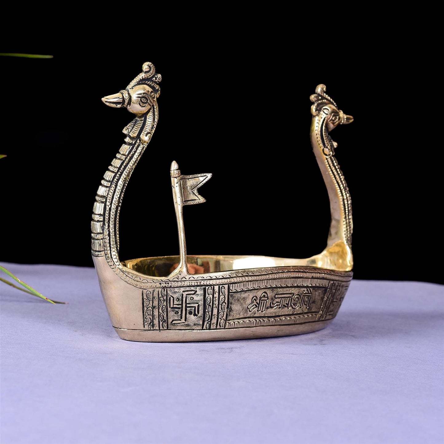 Brass Swan Boat Showpiece (6.5 Inch)