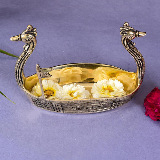 Brass Swan Boat Showpiece (6.5 Inch)