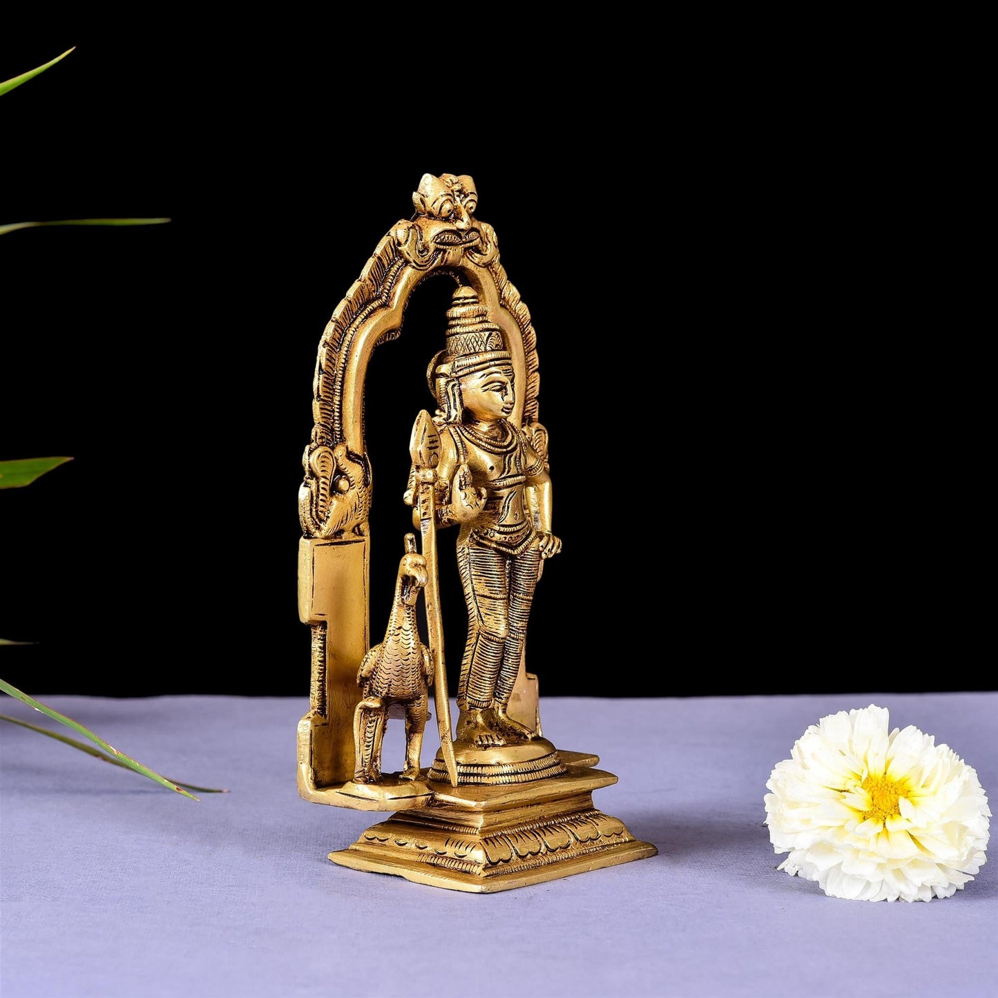 Brass Superfine Lord Murugan/Kartikeya Frame Idol (7.2 Inch)