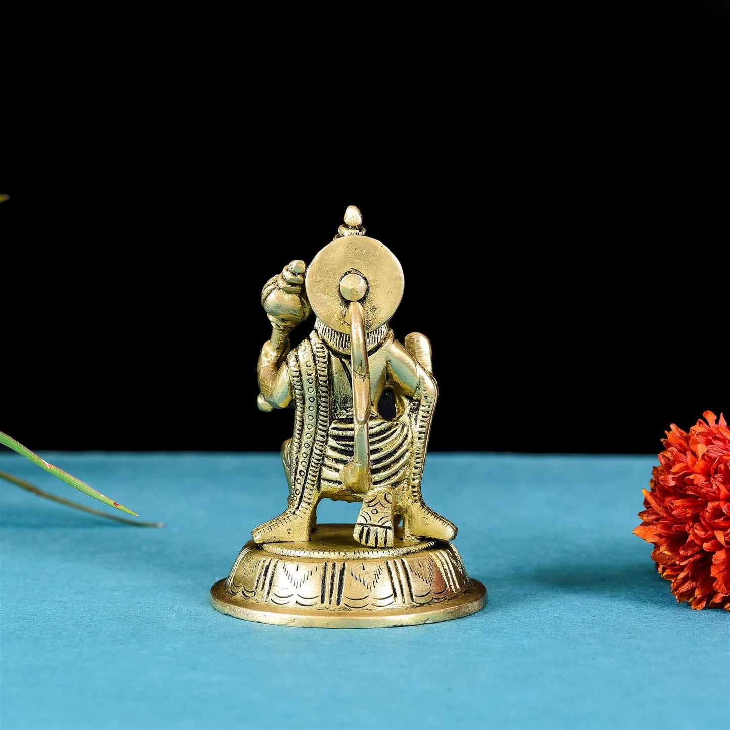 Brass Hanuman Idol With Round Base (4 Inch)