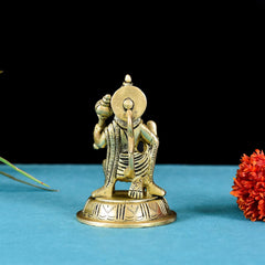 Brass Hanuman Idol With Round Base (4 Inch)