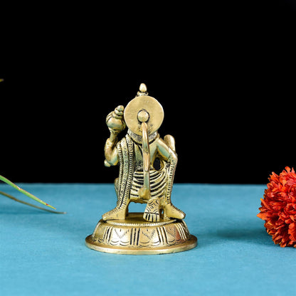 Brass Hanuman Idol With Round Base (4 Inch)