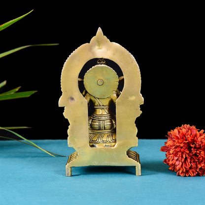 Brass Lakshmi On Throne (Singhasan) (7.5 Inch)