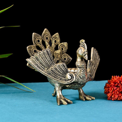 Brass Mini Peacock Urli Diya/Lamp (6.5 Inch)
