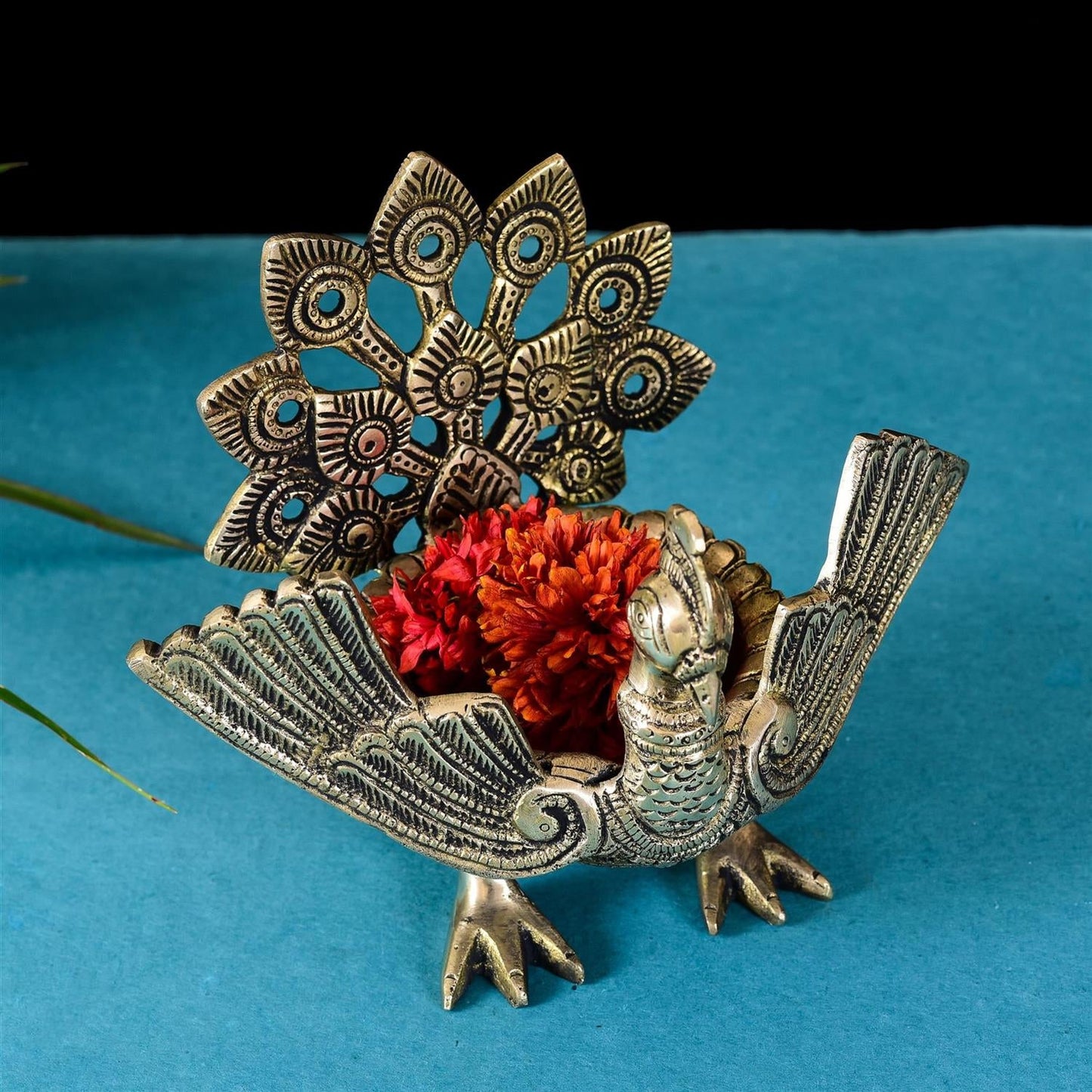 Brass Mini Peacock Urli Diya/Lamp (6.5 Inch)