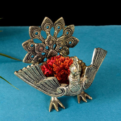 Brass Mini Peacock Urli Diya/Lamp (6.5 Inch)