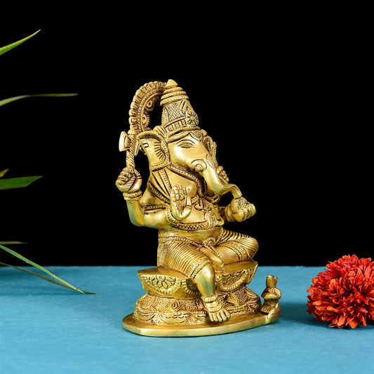 Brass Ganesha Superfine Idol (7 Inch)
