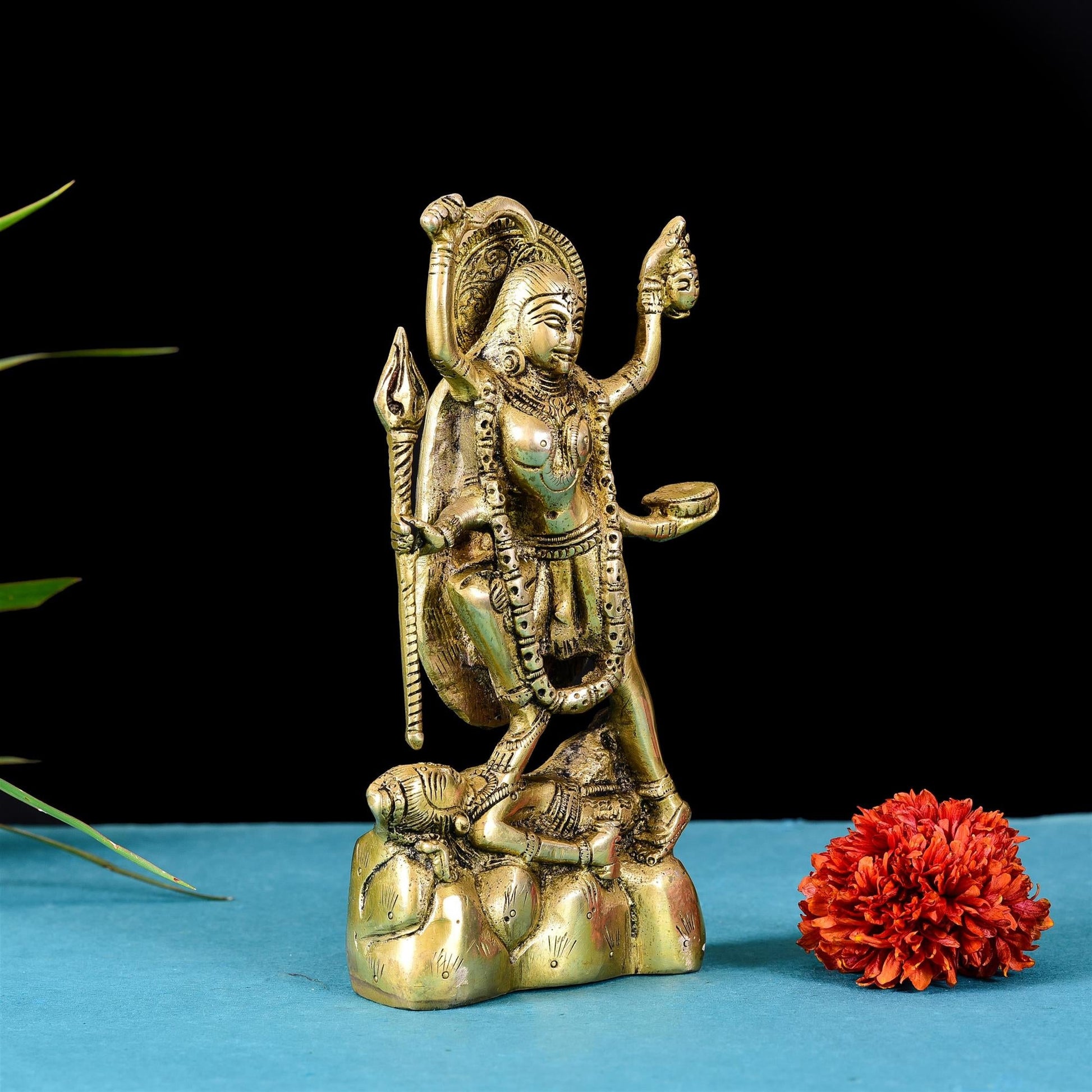 Brass Goddess Kali Idol (8.2 Inch)