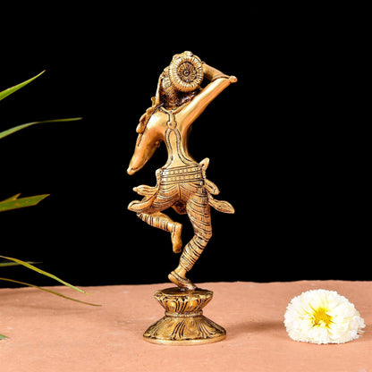 Brass Superfine Apsara Applying Vermillion Statue (9 Inch)