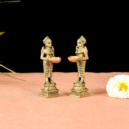 Brass Deep Lakshmi Pair (4 Inch)