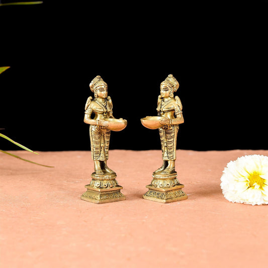 Brass Deep Lakshmi Pair (4 Inch)
