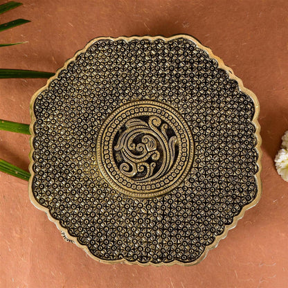 Beautifully Carved Brass Chowki/Stool (3.5 Inch)