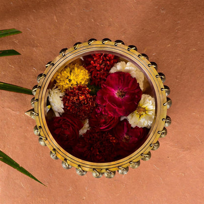 Brass Tortoise Urli With Anklet Bells (4.8 Inch)