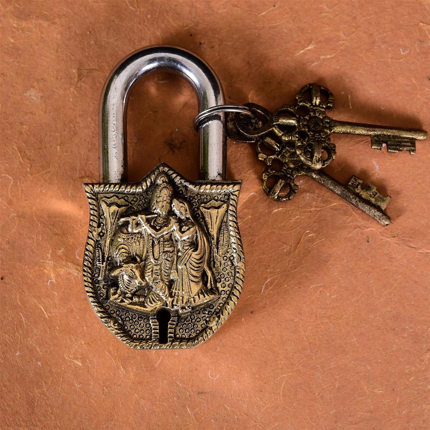 Brass Radha Krishna Door Lock (4.5 Inch)