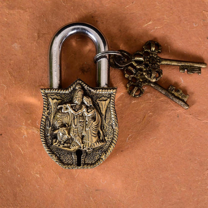 Brass Radha Krishna Door Lock (4.5 Inch)