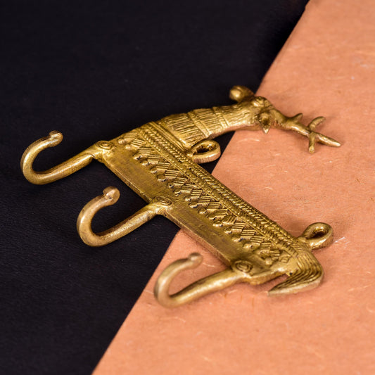 Brass Deer Wall Key Hanger (5.5 Inch)