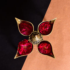 Brass Divine Four Petal Diya (5.5 Inch)