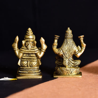 Brass Ganesha And Lakshmi Set Idol
