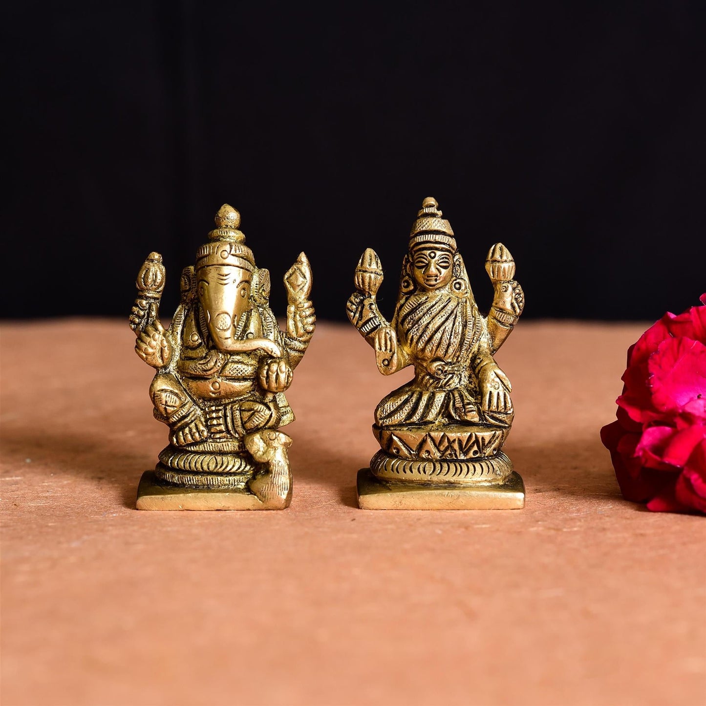 Brass Ganesha And Lakshmi Set Idol
