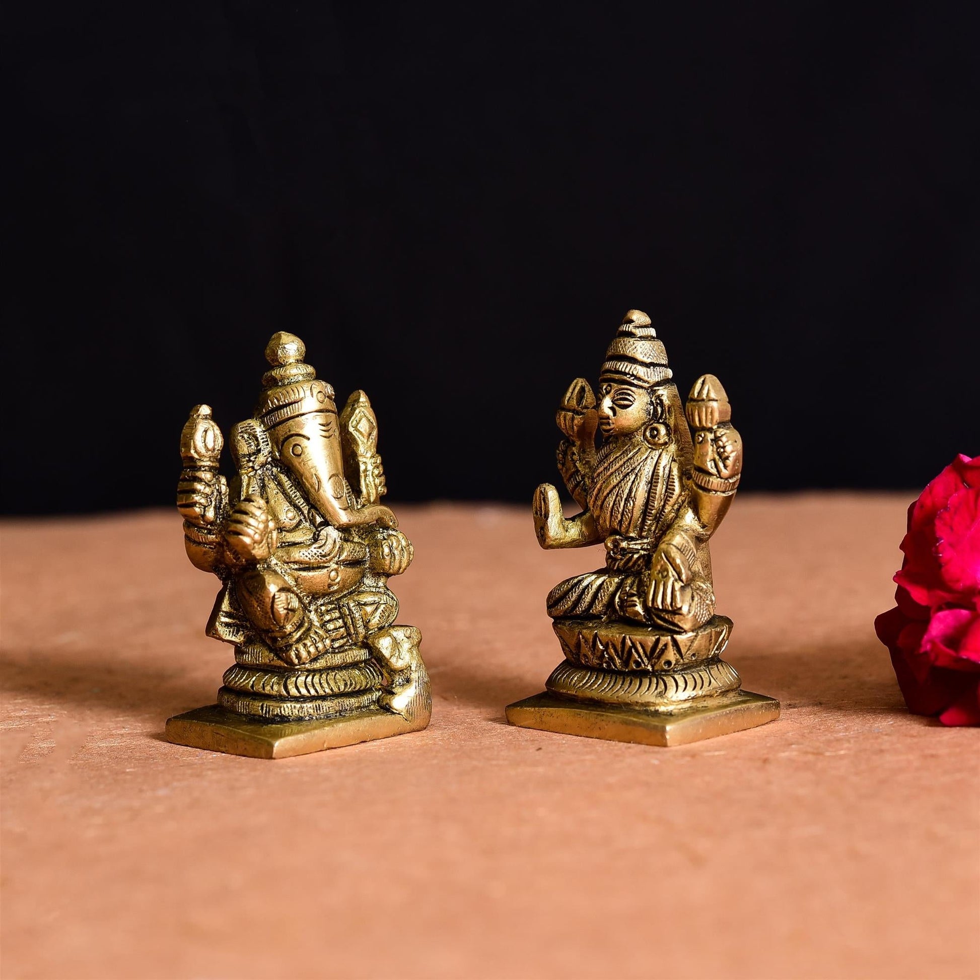 Brass Ganesha And Lakshmi Set Idol