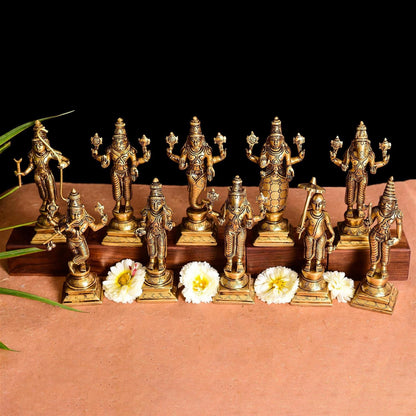 Brass Superfine Dashavatara / Vishnu Avatar Statue Set