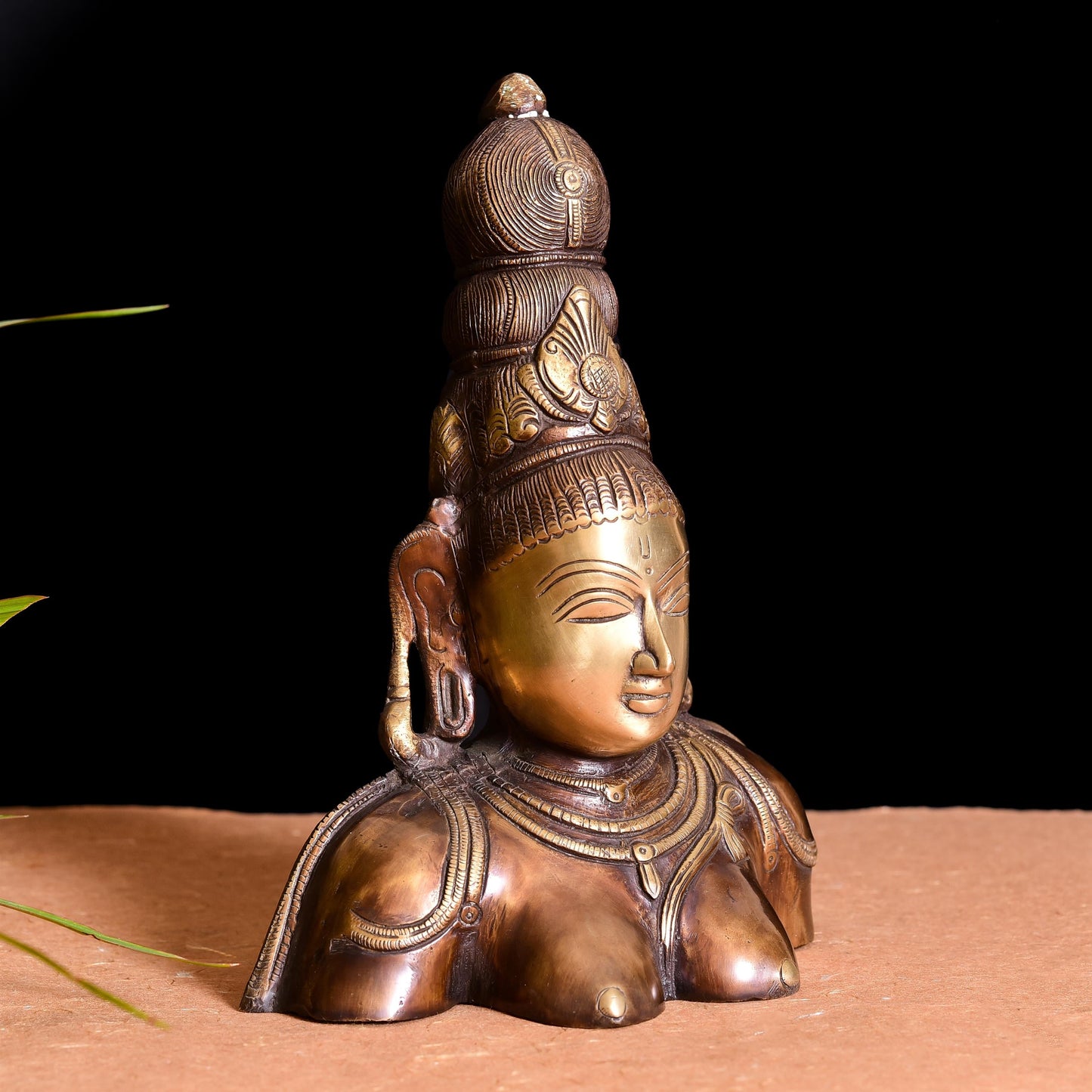 Brass Parvati Bust Statue (10.2 Inch)