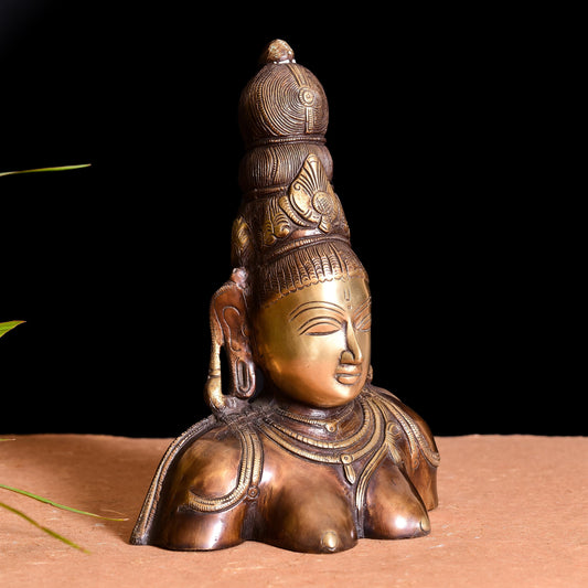 Brass Parvati Bust Statue (10.2 Inch)