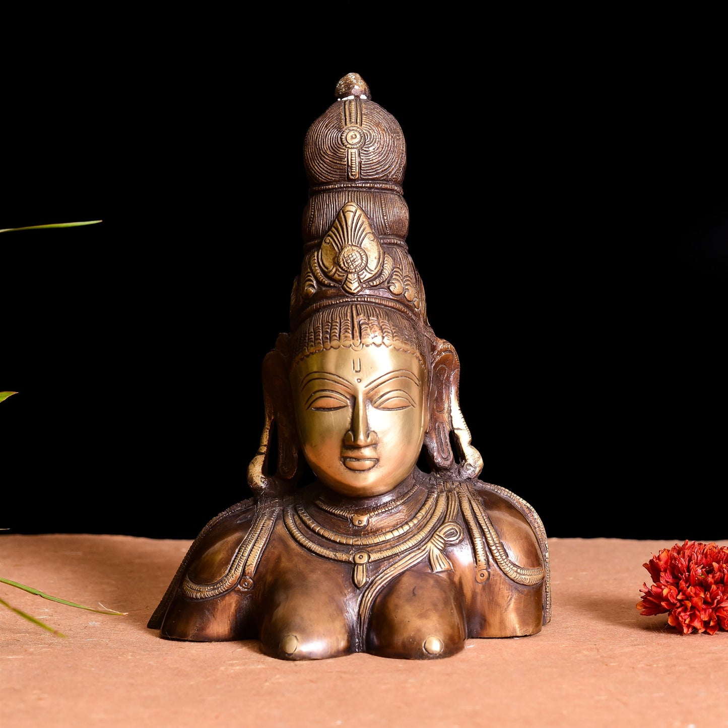 Brass Parvati Bust Statue (10.2 Inch)