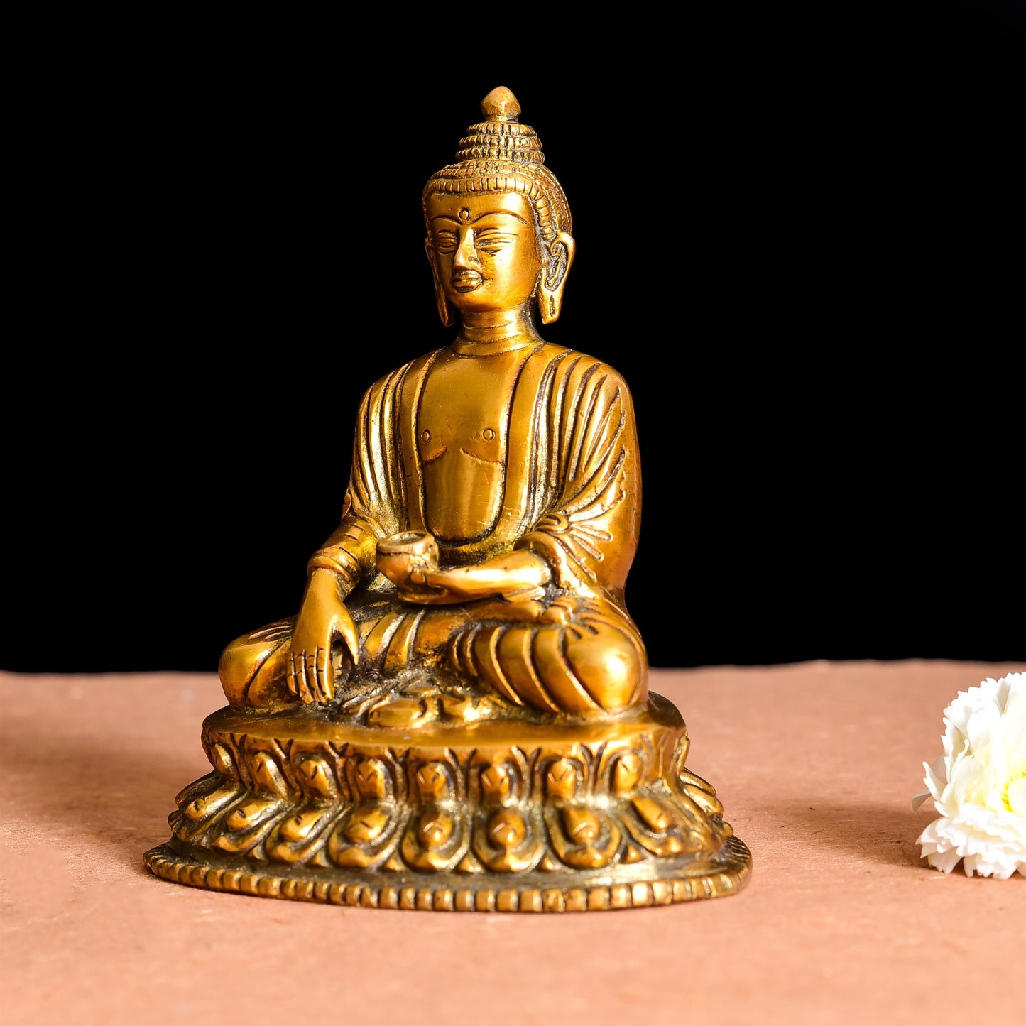 Brass Resting Buddha Statue (6.2 Inch)