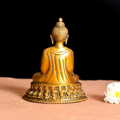 Brass Resting Buddha Statue (6.2 Inch)