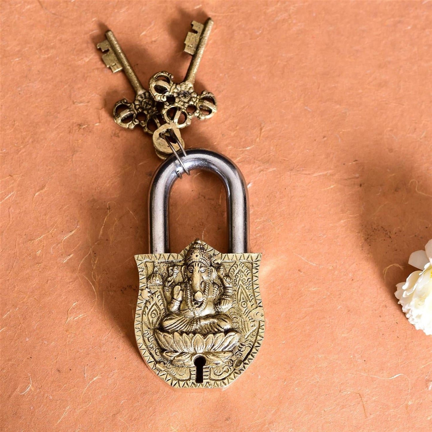 Brass Ganesha Door Lock (4.5 Inch)