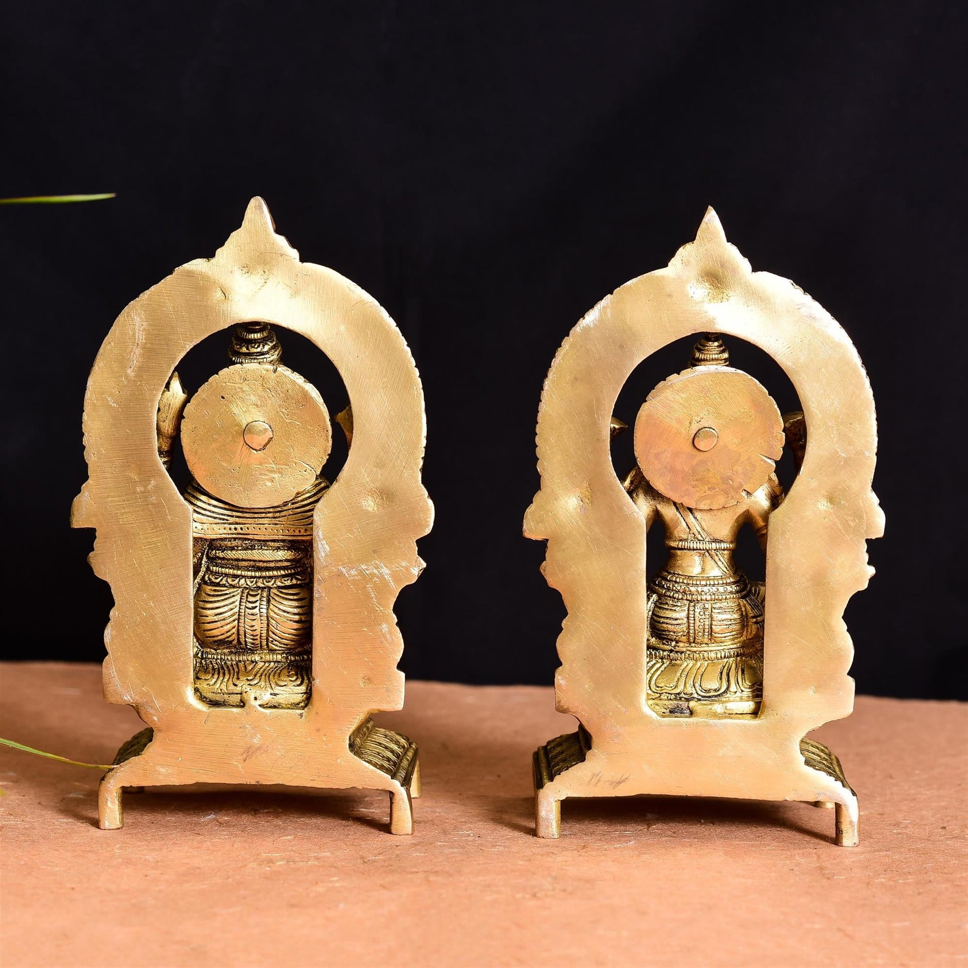 Brass Ganesh And Lakshmi On Throne Idol (7.5 Inch)