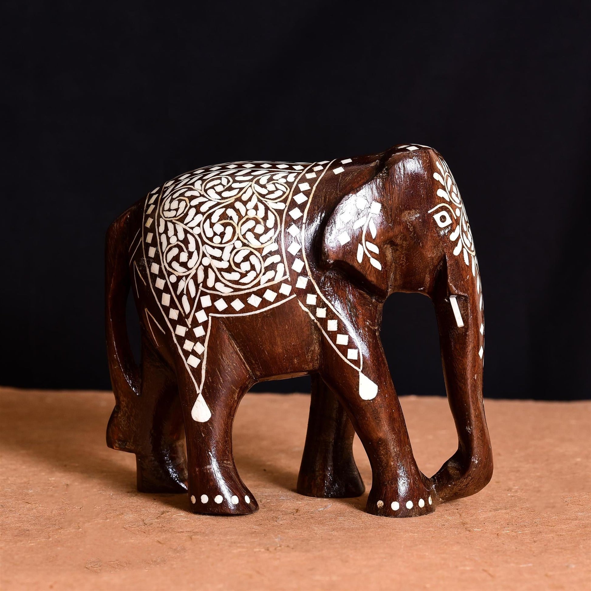 Wooden Inlay Elephant Statue