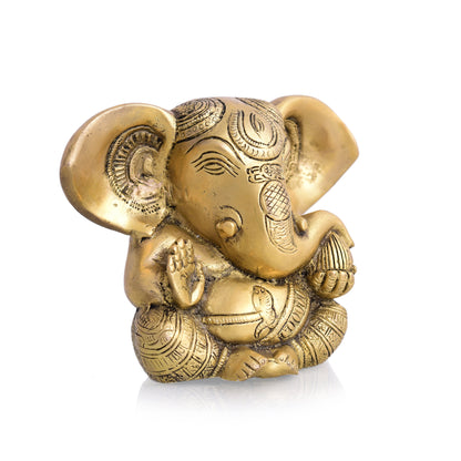 Brass Carving Appu Ganesha Idol (5 Inch)
