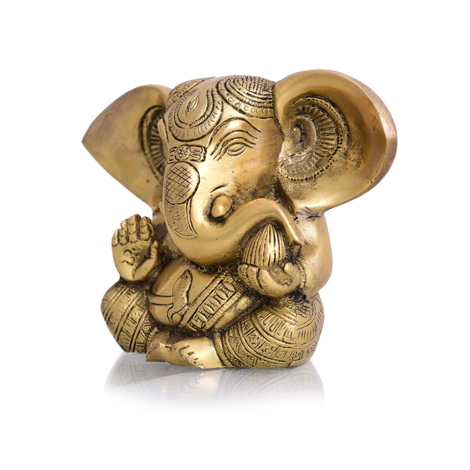 Brass Carving Appu Ganesha Idol (5 Inch)