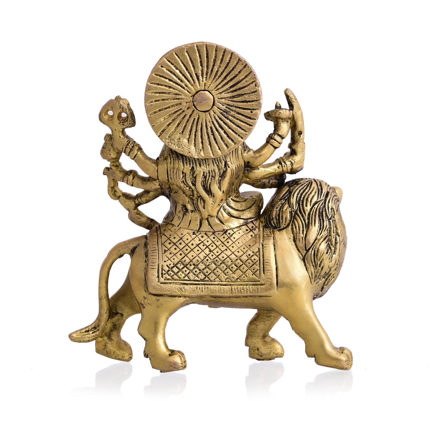 Brass Durga Idol Sitting On Loin (5.5 Inch)