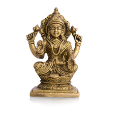 Brass Goddess Lakshmi Idol (4.5 Inch)