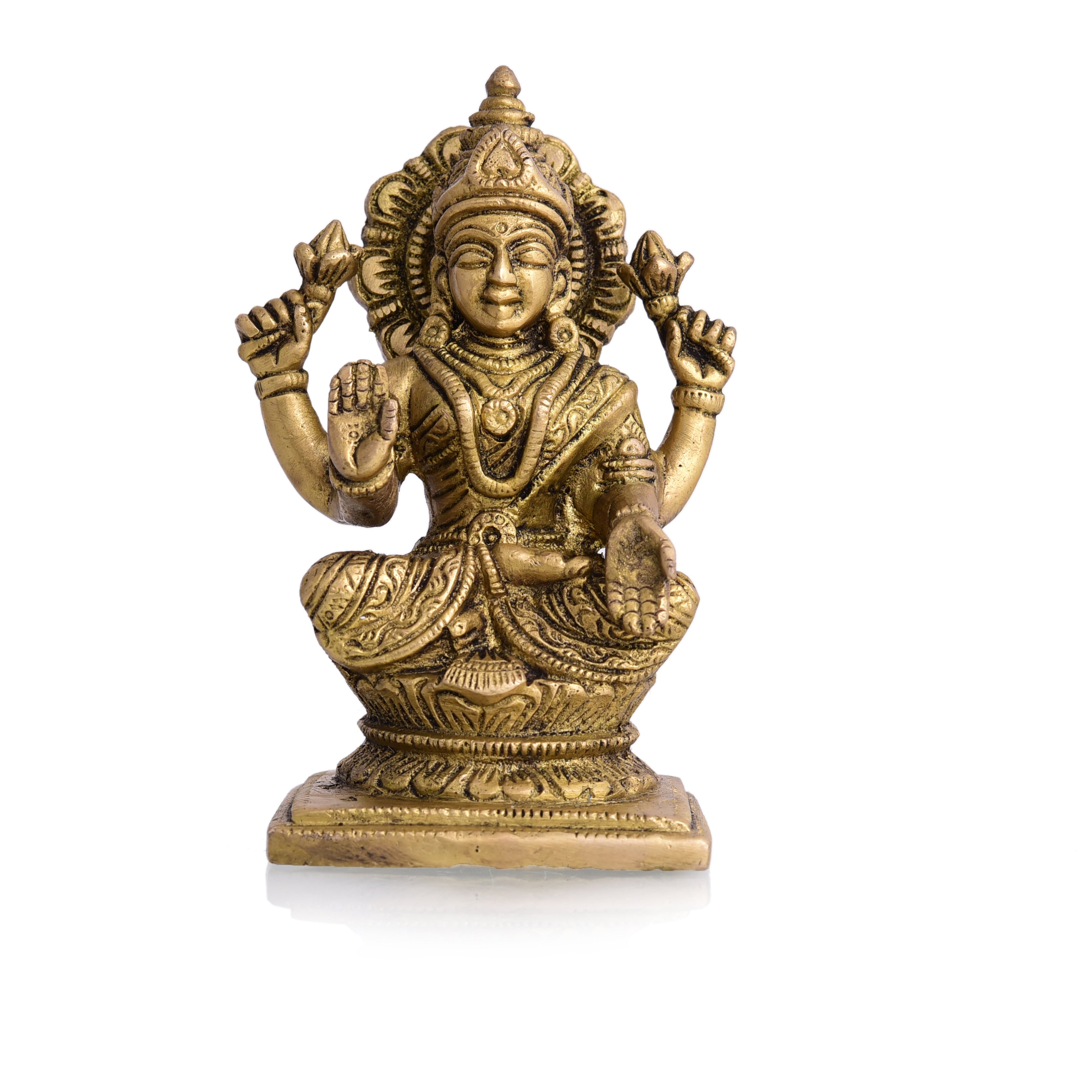 Brass Goddess Lakshmi Idol (4.5 Inch)
