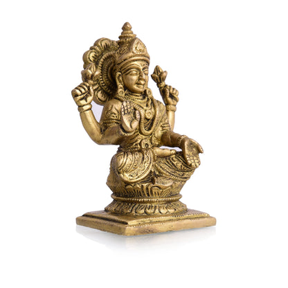 Brass Goddess Lakshmi Idol (4.5 Inch)