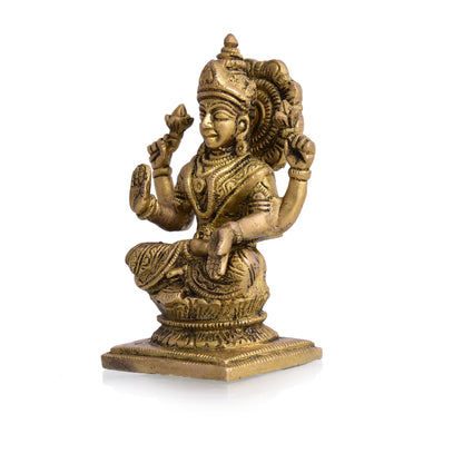 Brass Goddess Lakshmi Idol (4.5 Inch)