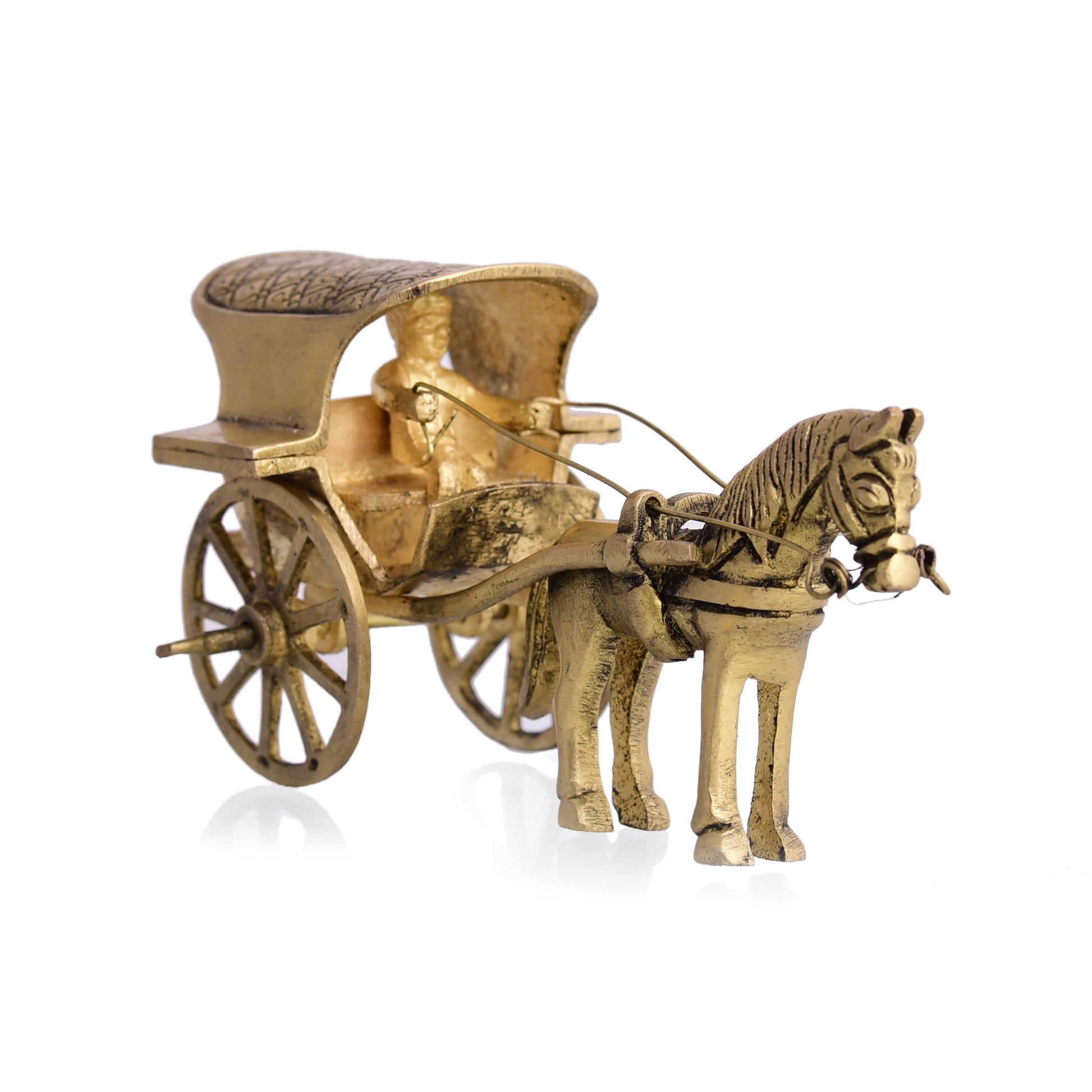 Brass Handmade Horse Chariot/Cart (5.5 Inch)