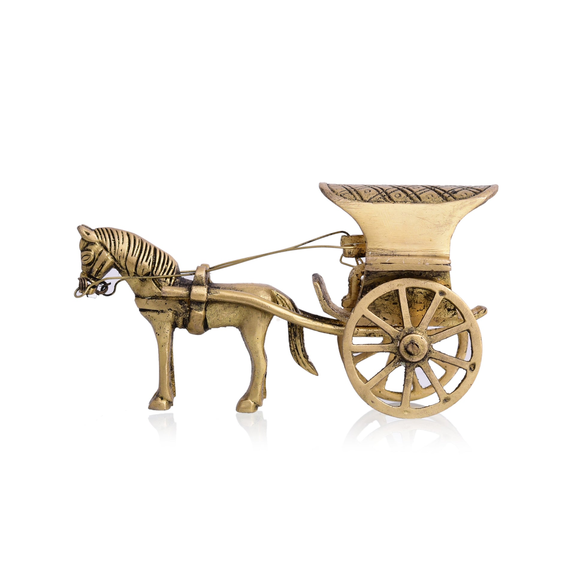 Brass Handmade Horse Chariot/Cart (5.5 Inch)