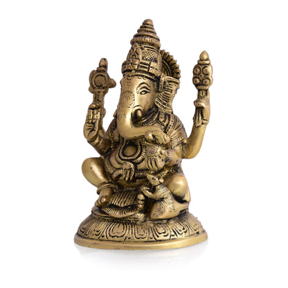 Brass Blessing Ganesha Idol (6 Inch)