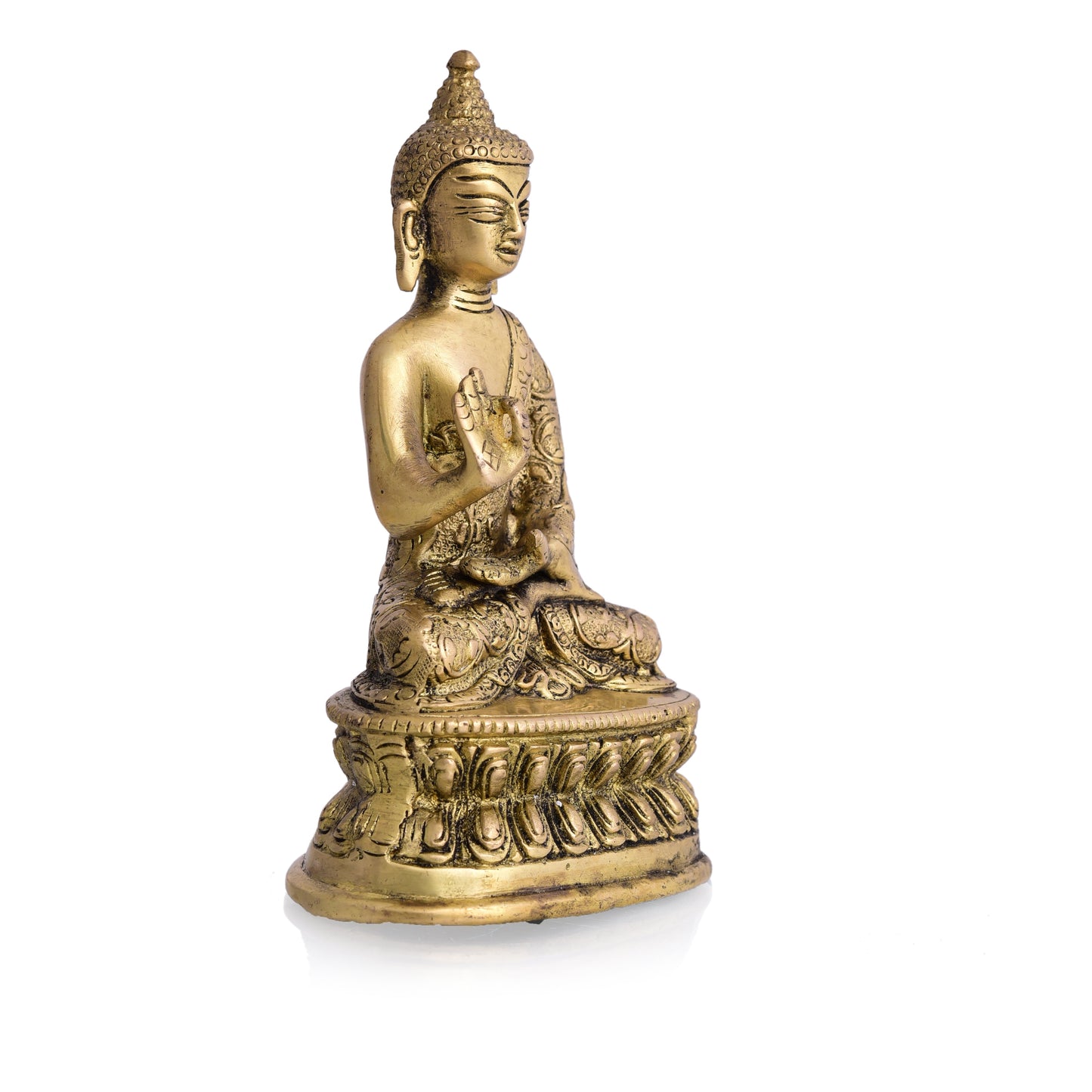 Brass Handcarved Blessing Buddha (7 Inch)