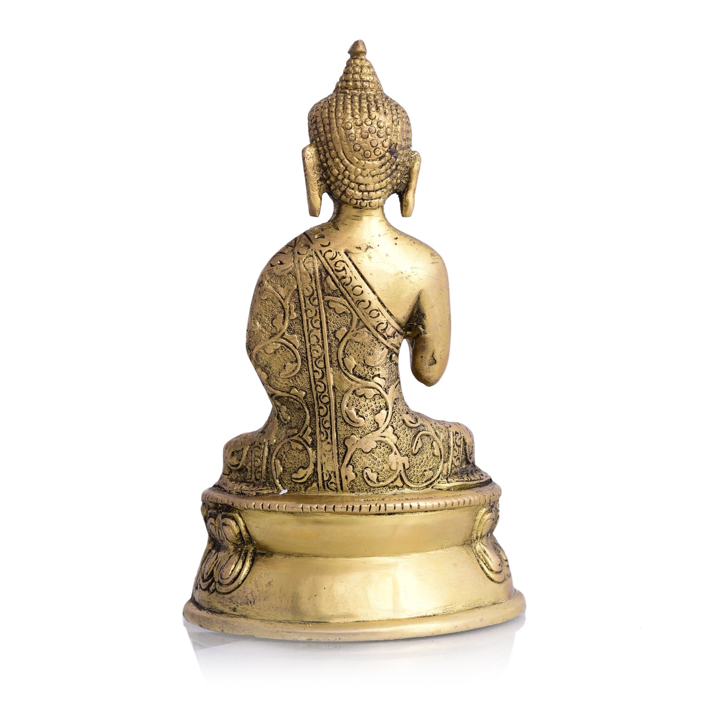 Brass Handcarved Blessing Buddha (7 Inch)